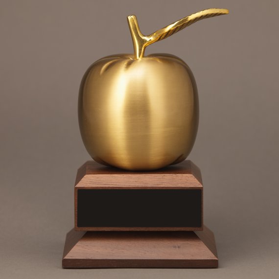 Golden Apple Trophy No Engraving Teacher Business Recognition