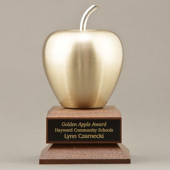Smooth Golden Apple Award Teachers Gifts & Recognition